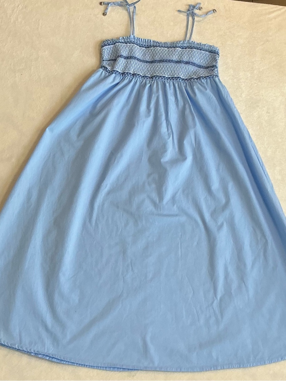Charlotte by Cato Blue Smocked Cotton Midi Dress XL Cottagecore Sun Dress - Picture 11 of 11